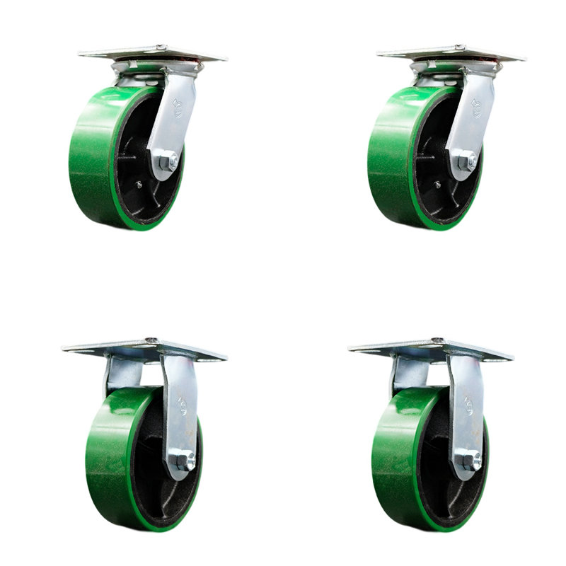 Poly on Cast Iron Caster, Green