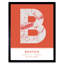 Boston City Map Boston Massachusetts United States City Map Orange 1 Piece Single Picture Frame Wall Art