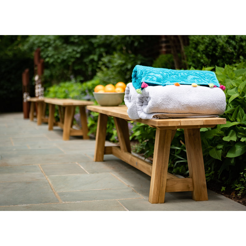 Lakewood Outdoor Teak Dining Bench, Natural
