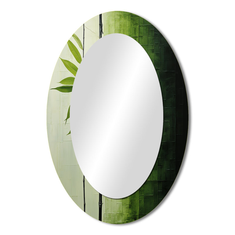 Green Ferm Simple Collage III - Green Oval Wall Mirror Decor, 36" x 24"