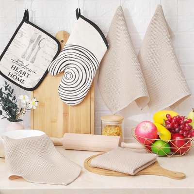 Linges à vaisselle 100% coton tissé gaufré, linges à vaisselle à séchage rapide absorbant ultra doux, 12 po x 12 po, paquet de 6