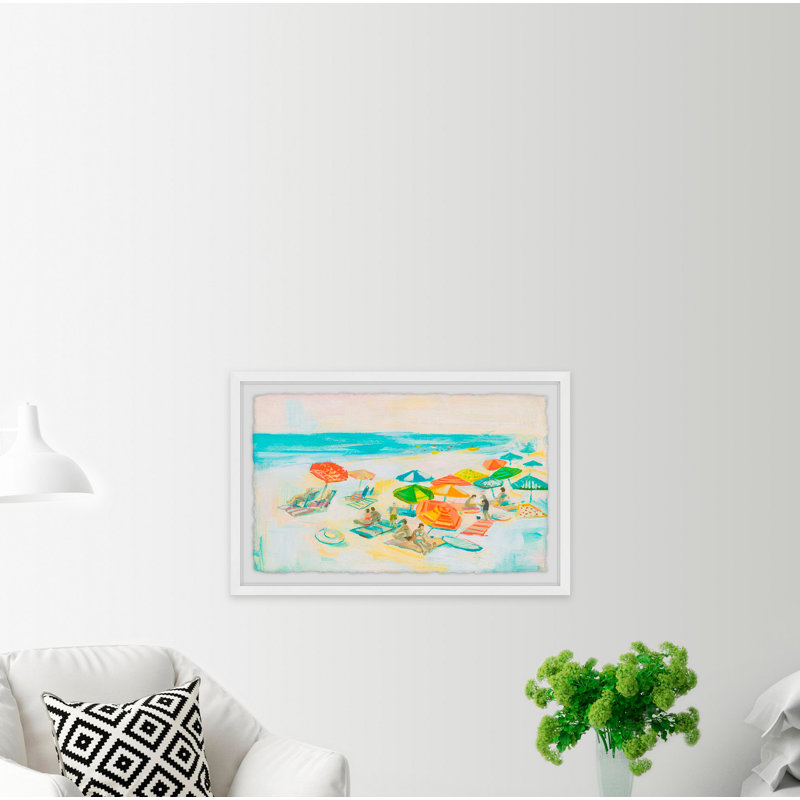« beach diversification », reproduction de peinture à l’acrylique, H 8 po x l 12 po x P 1,5 po, Cadre blanc à bord frangé
