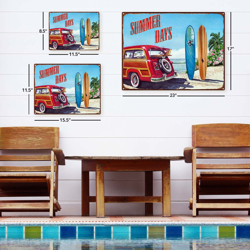 «Vintage Beach Summer Days» sur impression métallique