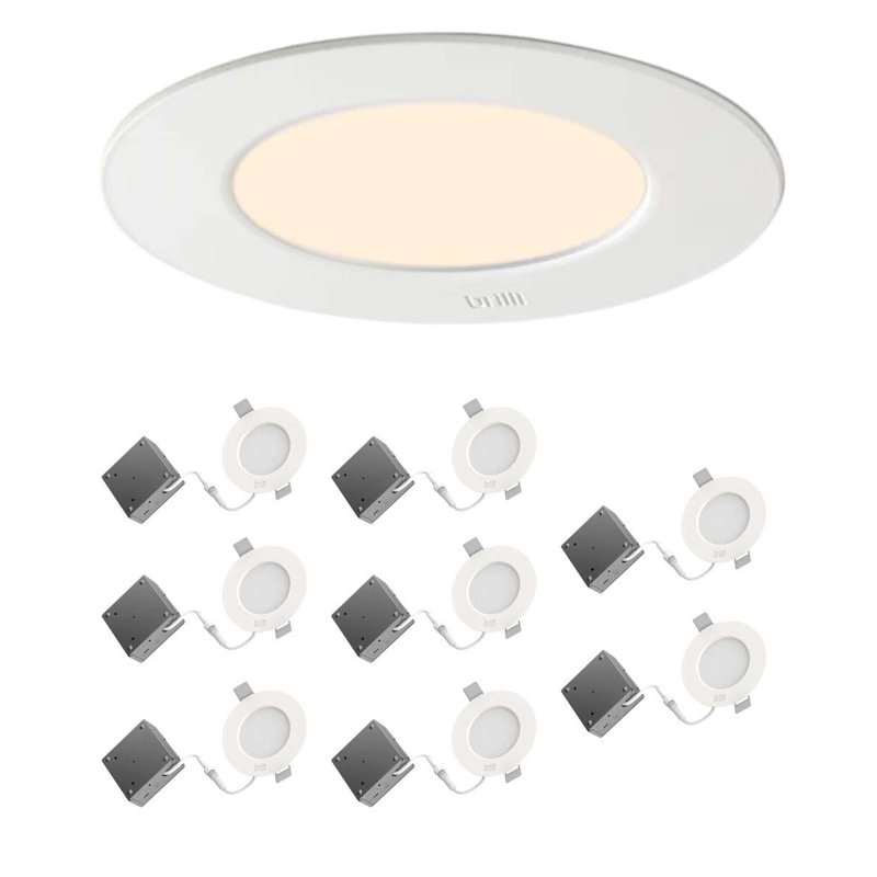 Paquet de 8 - Luminaire encastré encastré encastré sans fil à DEL de 4 po de couleur Brilli