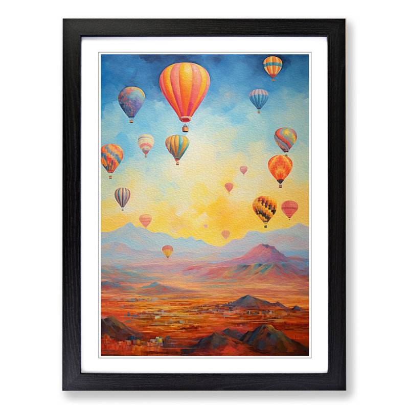 Hot Air Balloon Impressionism - Framed Print, Black Framed, 46cm H x 34cm W x 2cm D