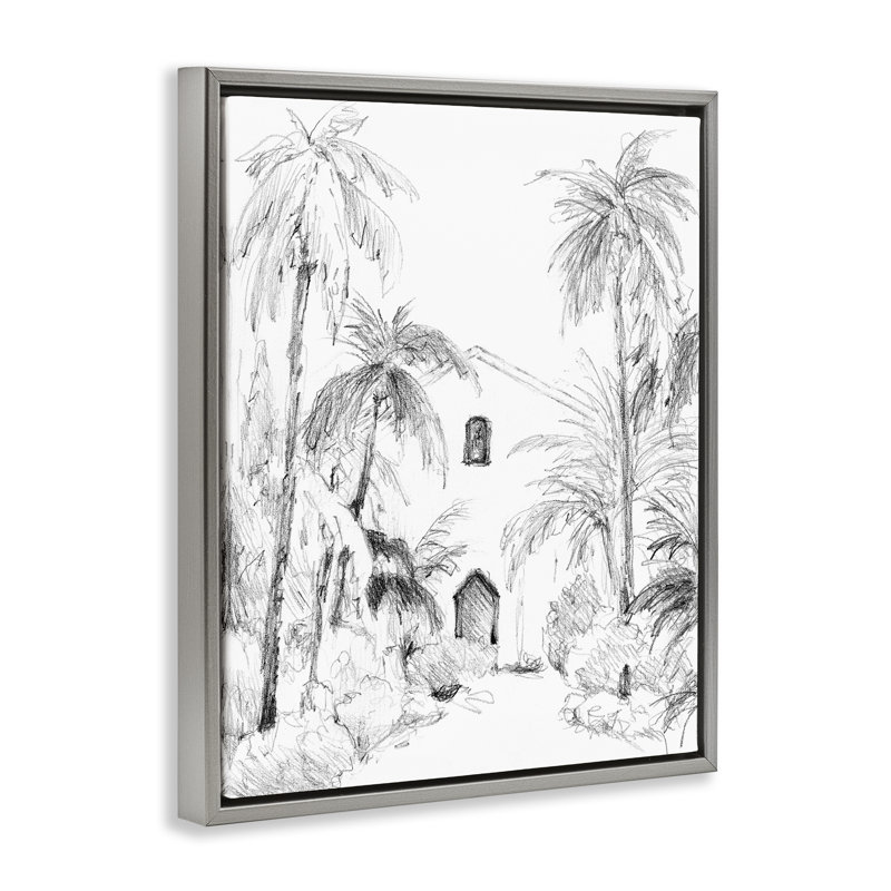 Cadre flottant Island Church, croquis, Lanie Loreth, H 21 po x l 17 po, Cadre flottant gris lustré