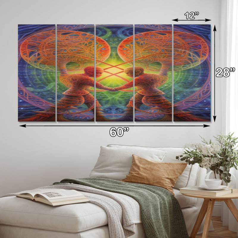 «Twin Flame Loureux Souls Eernal Union», reproduction sur toile romantique - 5 panneaux égaux