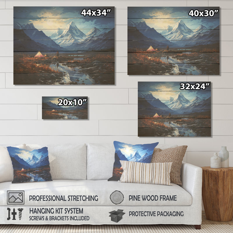 Mountain Mountain Solitude I - Impression de voyage sur bois, H 10 po x l 20 po x P 0,78 po