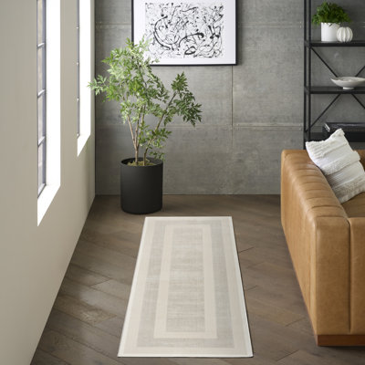 Grand Street 2'2" x 10' Ivory Taupe Modern Indoor Rug x DKNY
