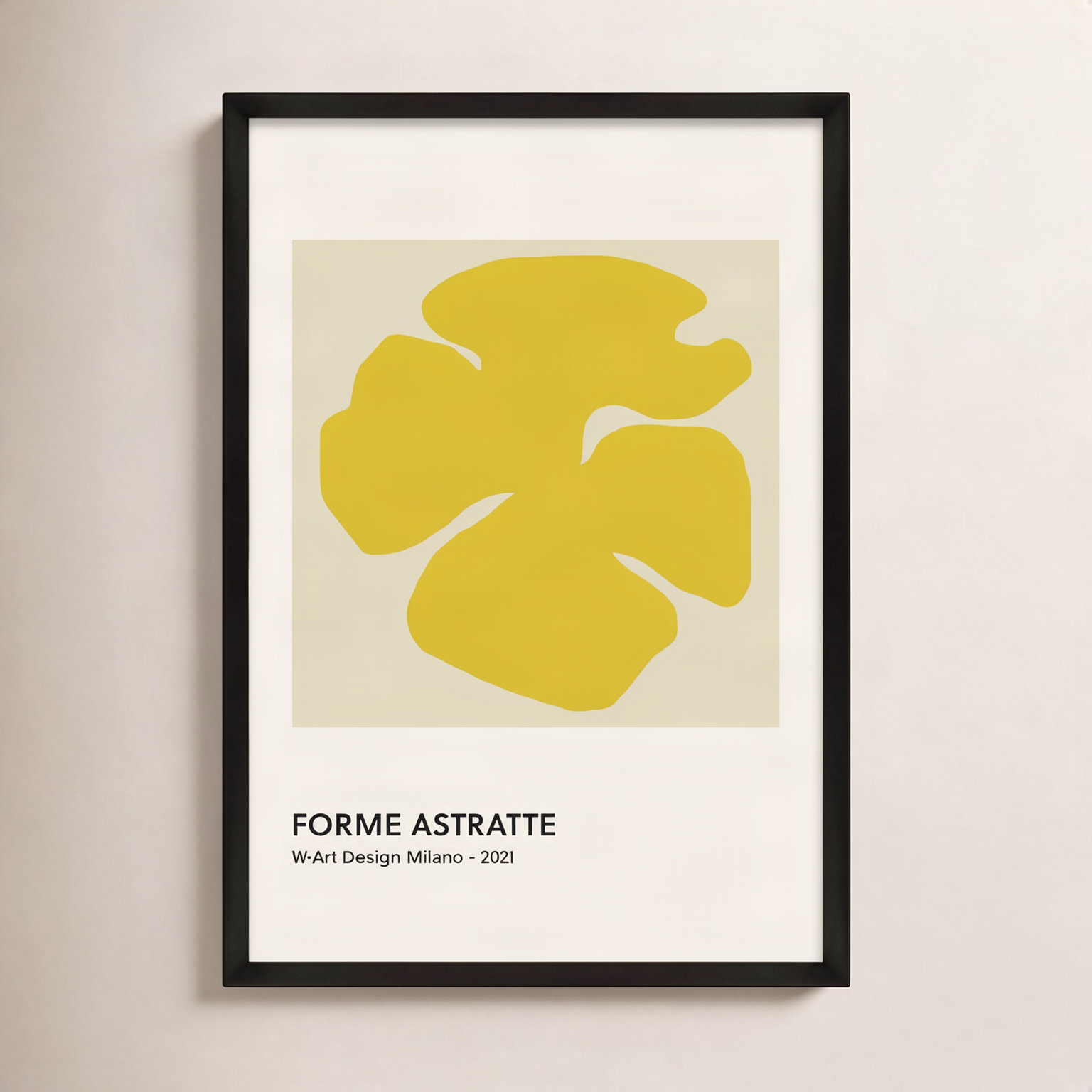 Deryn "Forme Astratte Yellow" Print, 50" H x 35" W x 1.25" D, Black Framed Paper
