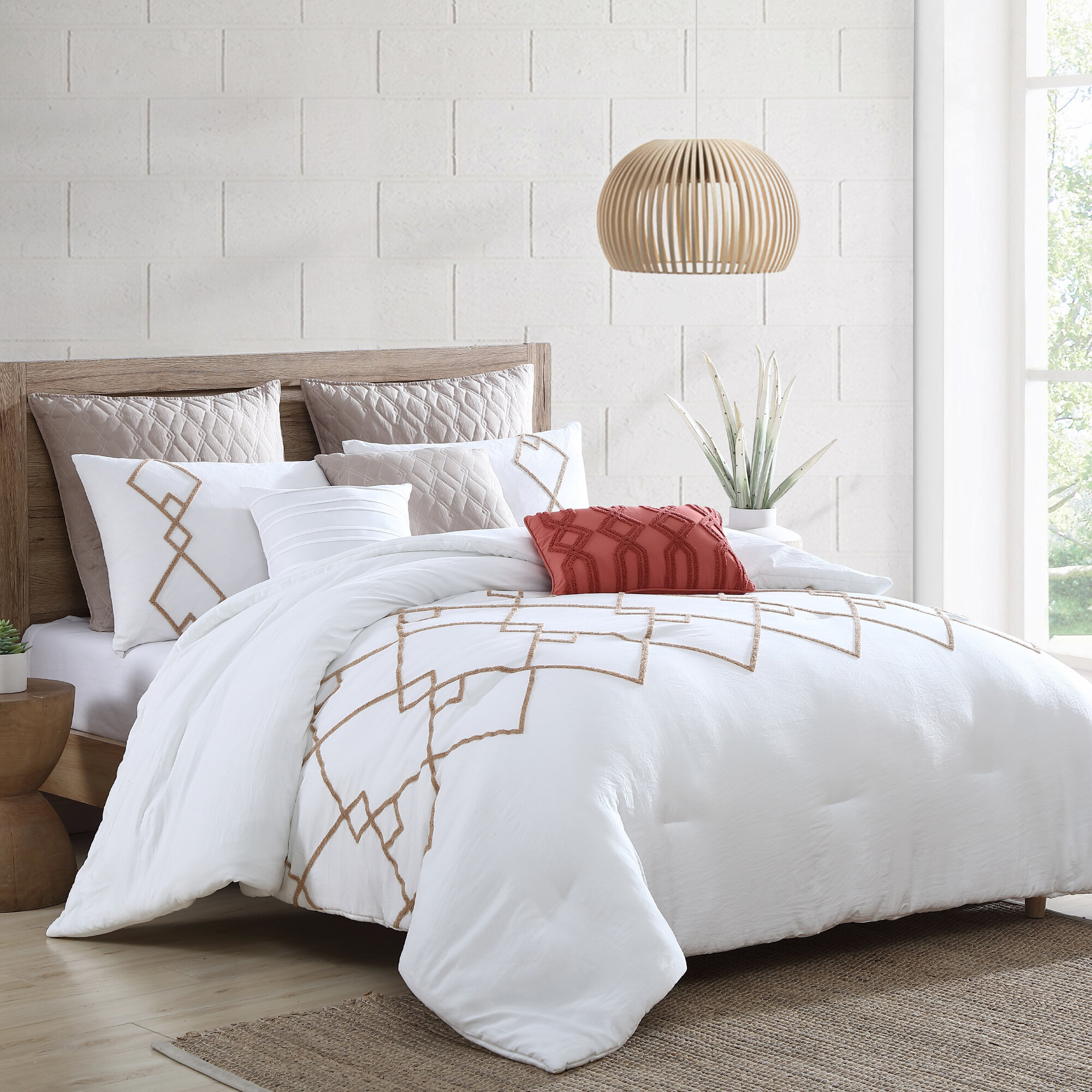 Norah White Microfiber Comforter Set