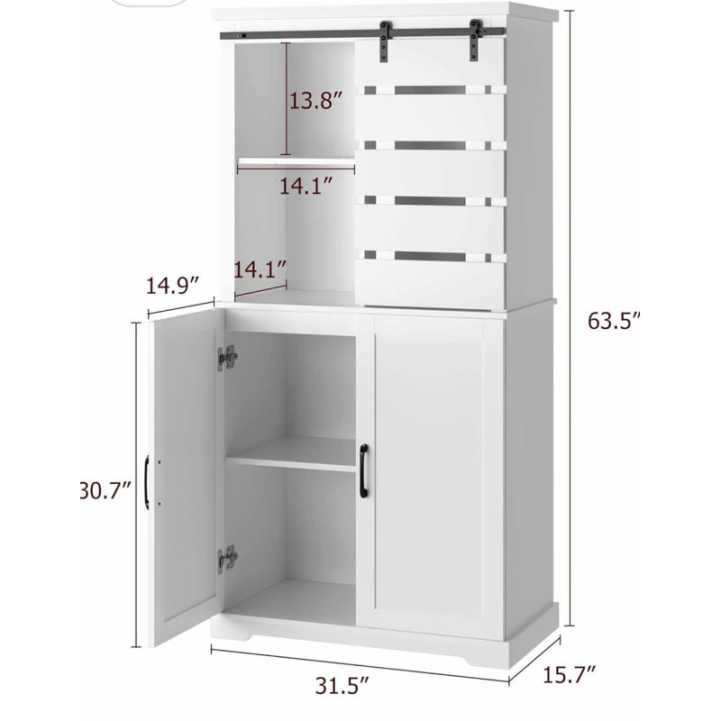 Armoire de rangement de style campagnard de 63,5 po de hauteur.