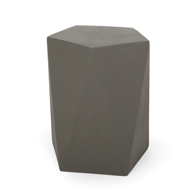 Gray Lightweight Concrete Side Table, Modern Pentagon Form, 16X16x18, No Assembly, Mica Design Shape, 15.91" W X D 18.51" H,