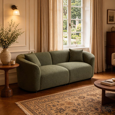 87.5"3-seater Cloud Sofa With Extra-thick Cushion,Curved Sofa