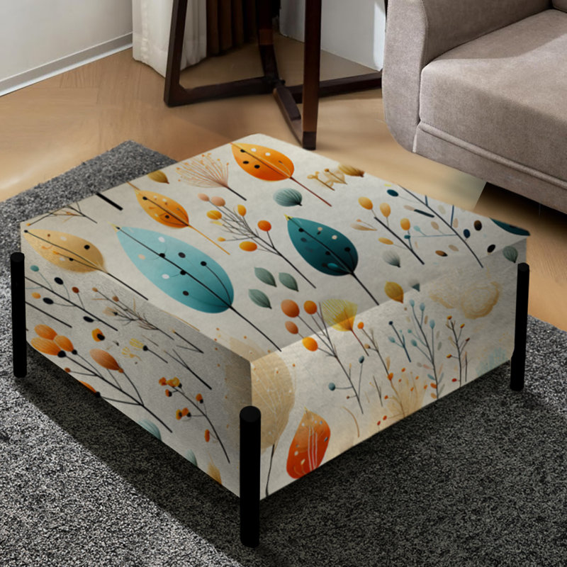 Beige Plants Boho Eclectic Whimsy - Grand repose-pieds carré éclectique