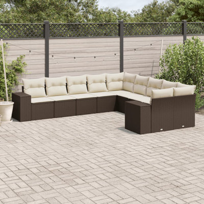 vidaXL Garden Sofa Set Brown