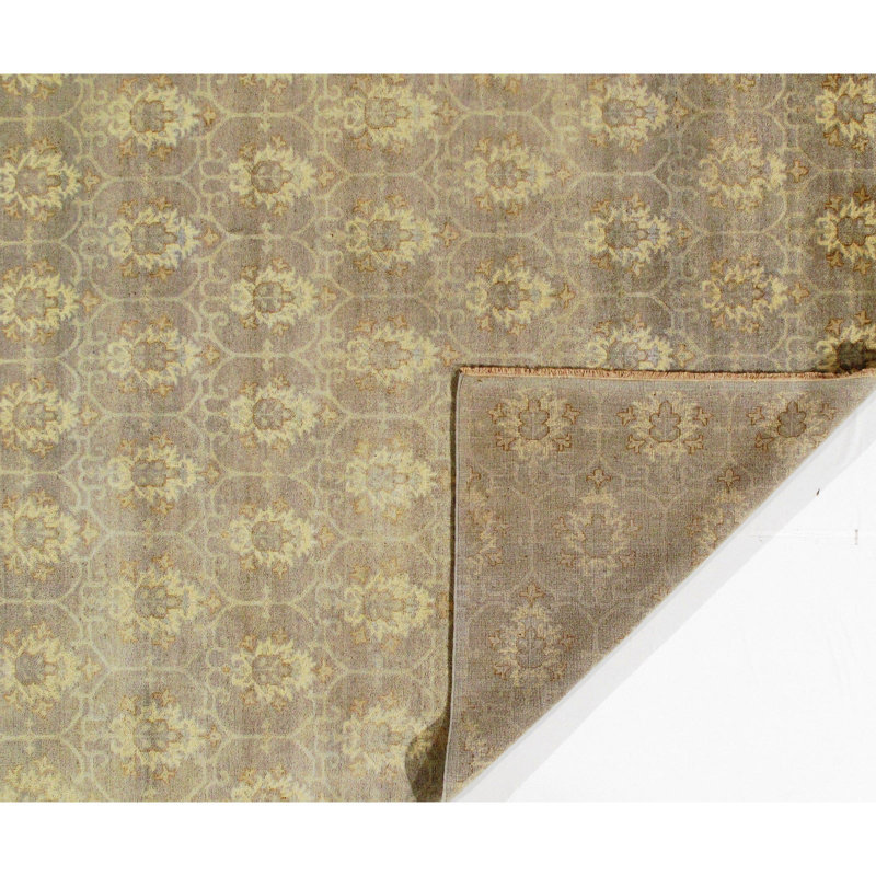 Tapis unique en laine noué à la main gris de 8 pi 2 po x 9 pi 8 po