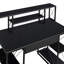 Bureau noir avec tablettes ouvertes et huche-206641399