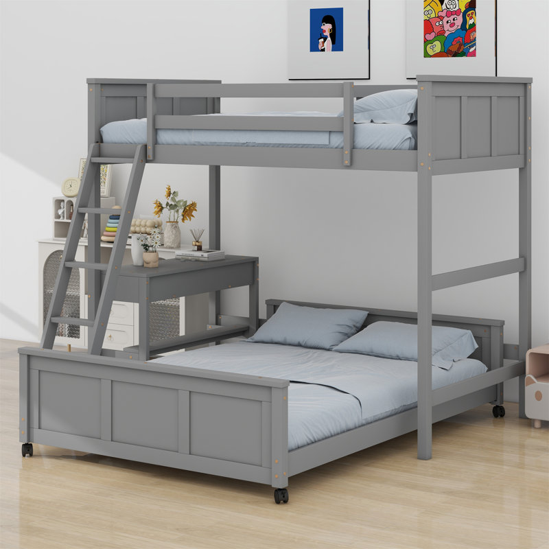 Lit superposé avec bureau, Gris, Jumeaux sur complet