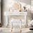 Modern Vanity Table Set With Touch Screen Lighted Mirror, Dressing Table And A Cushioned Stool