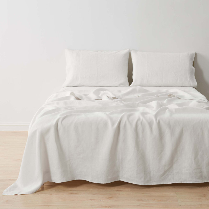 Cloud White Linen Euro Pillowcase Set with Inner Envelope Closure