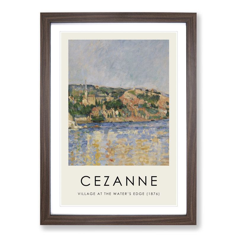 Village at the Water's Edge by Paul Cezanne - Framed Print, 36cm H x 27cm W x 2cm D, Walnut