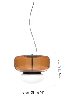 Faro 1 - Light Pendant, 90" H x 14" W x 14" D, White/Dark Ember, Matte Black