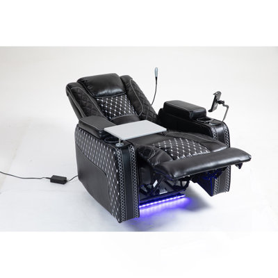 Power Zero Gravity Recliner With Multifunctional Features - Storage Armrest & Cup Holder - Laptop Table & Phone Holder- Reading Light & LED - Infinite Position Recline For Living Room & Office
