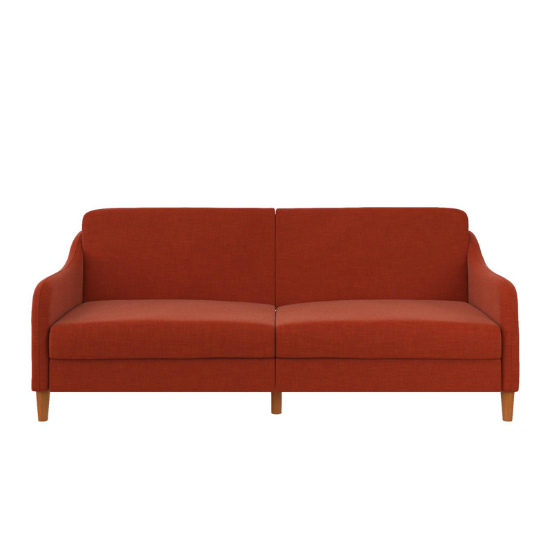 2 Seater Linen Blend Sleeper, Persimmon Orange