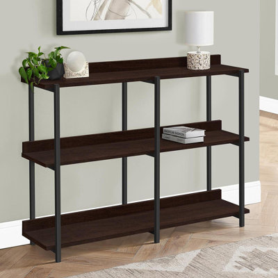 Table d'appoint, console, vestibule, étroit, canapé, salon, chambre à coucher, stratifié brun, métal noir, contemporain, moderne