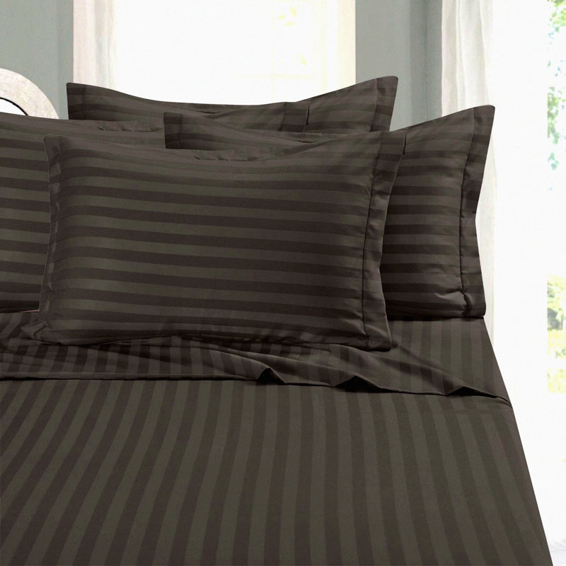 Luxury Stripe Silky Soft Wrinkle-Free Sheet Set, Full Sheet Set, Gray