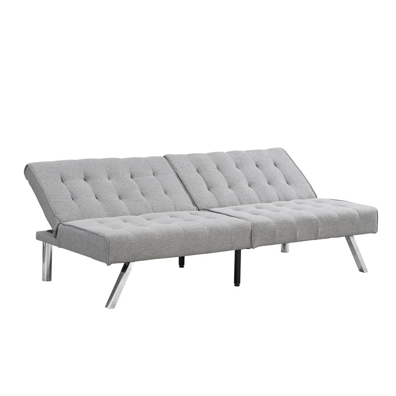 Wood Frame Grey , Stainless Leg Futon Bed, Multifunctional For Various Places, Ergonomic & Practical, 12.4 In Package Height Bed With And Leg, Any Scene, Design, Easy Assembly, 650Lbs Weight Limit