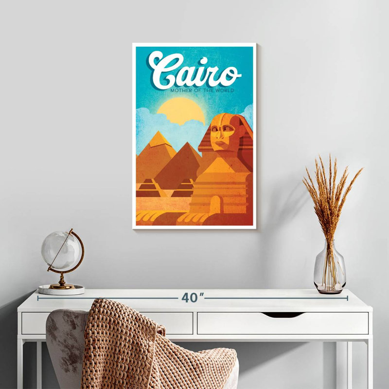 Affiche rétro du Caire, H 24 po x l 16 po