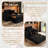 Masir Oversized Modular Lounge Chair, Convertible Sleeper Sofa with Ottoman & Cup Holders,Black Corduroy.-1338031046