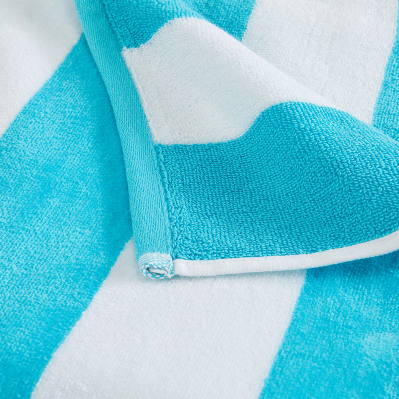Serviette de plage 100 % coton, Turquoise / bleu