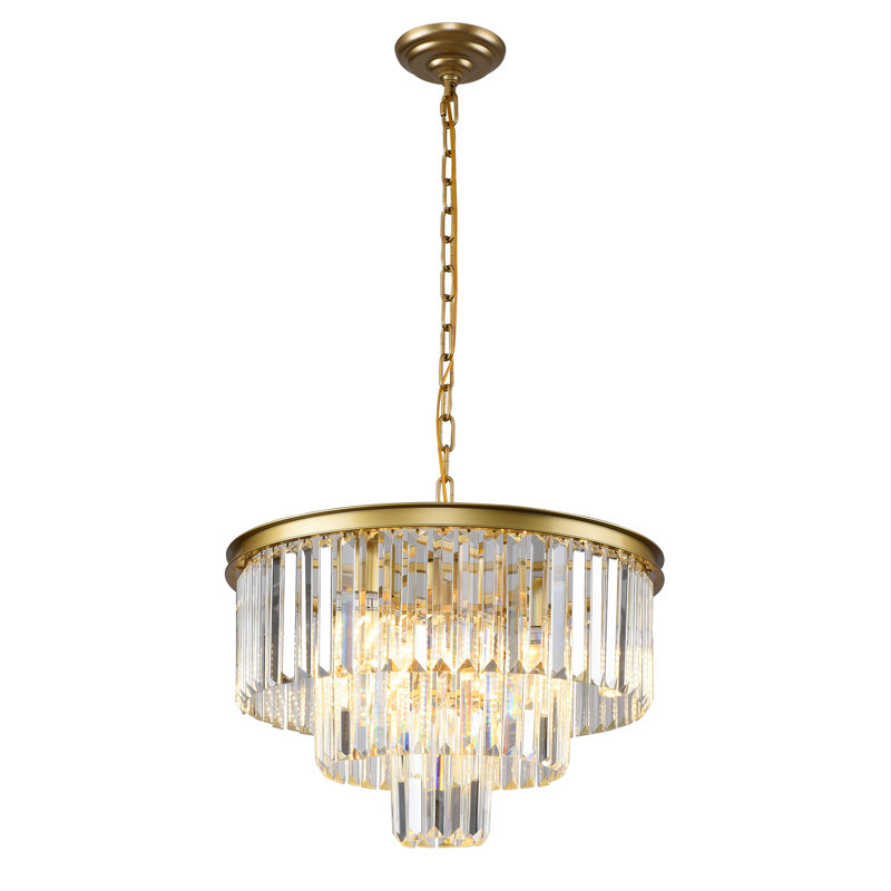 Lustre à niveaux unique et remarquable à 6 lumières Geboe, Or