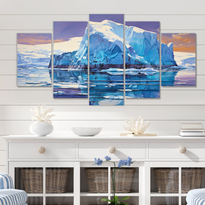 Teal Iceberg Unseen Depths - Landscapes Wall Decor - 5 Panels