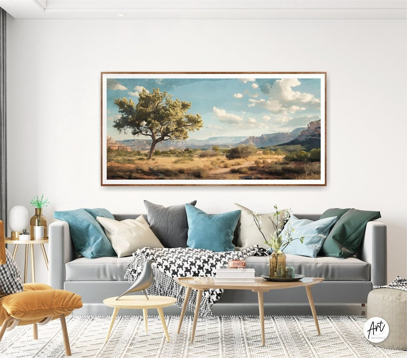 «Sedona Arizona Landscape», reproduction d'art de paysage, très grand art mural horizontal, Toile tendue