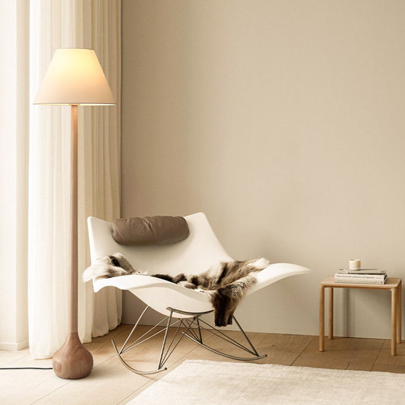 Simple solid wood original wood fabric lampshade floor lamp
