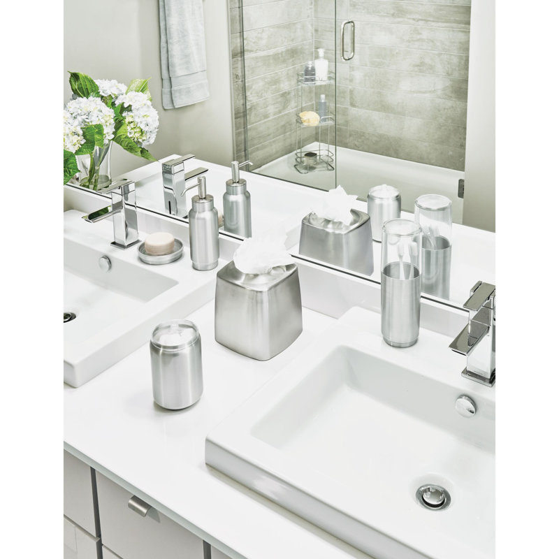 Clear and Brushed Nickel Covered Toothbrush Holder for Kids