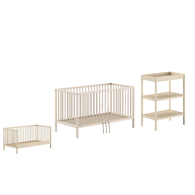 Milano 3 Piece Baby Room Furniture Set, Brown
