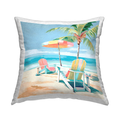 Relaxing Summer Shore View Outdoor Printed Pillow by Irena Orlov