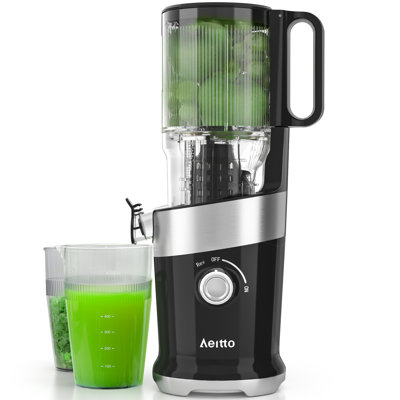 Aeitto Cold Press Juicer for Home Use, 5-Inch Wide Feed Chute, Easy to Clean Slow Juicer for Whole Fruits & Vegetables, High Yield Juice Extractor