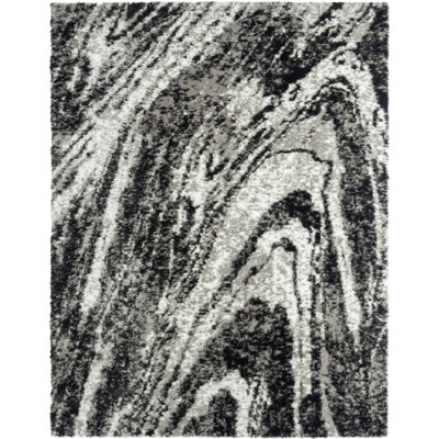 Abstract Area Rug in Black