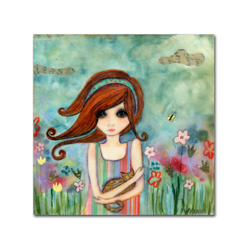 «Big Eyed Girl Bad Kitty» de Berkley, reproduction sur toile tendue, H 14 po x l 14 po x P 2 po