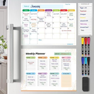 Monthly Planner Magnetic Whiteboard Refrigerator Calendar Dry Erase Weekly Planner 13” X 17”