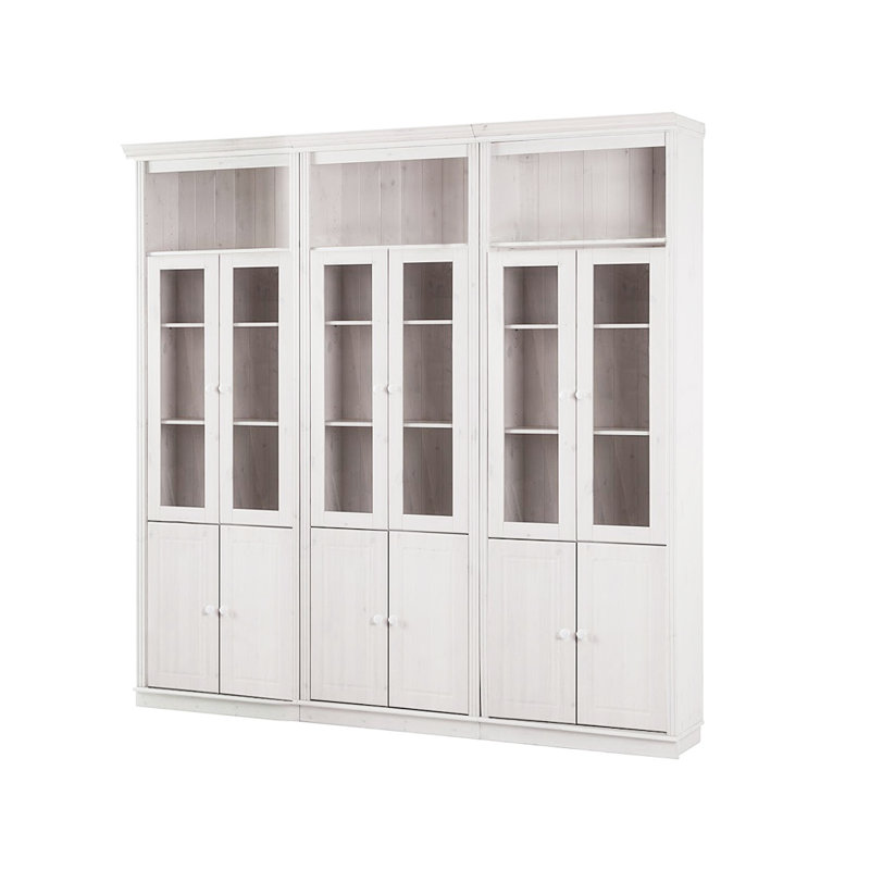 Demetricia 223cm H x 222cm W Library Bookcase, White