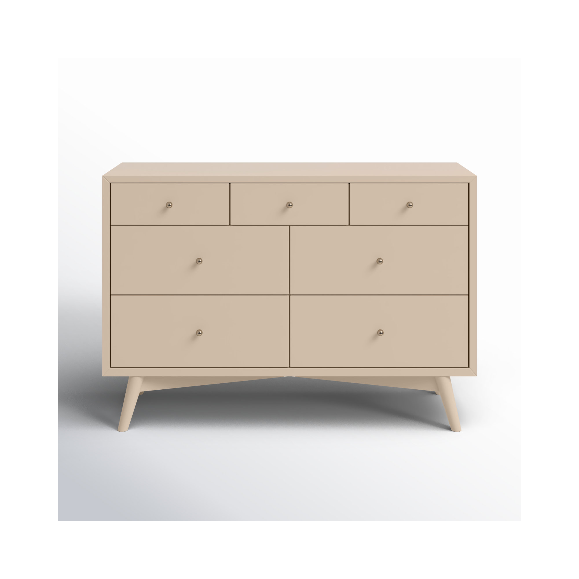 Palma 7 Drawer 53" W Double Dresser, Taupe
