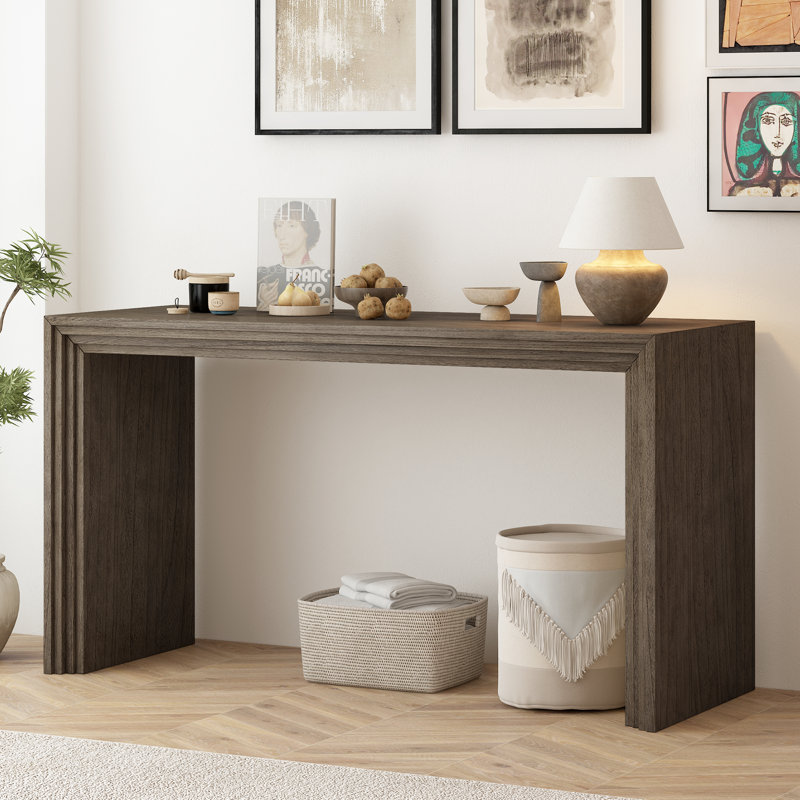 Console de style moderne, placage en bois massif de paulownia, vestibule de vestibule de salon | Idée de cadeau