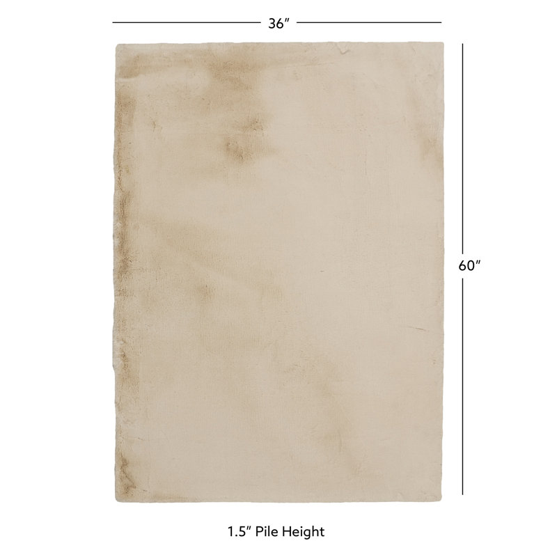 Jalissia Faux Rabbit Fur Hand Tufted Solid Color Rug, Rectangle 3' x 5'
